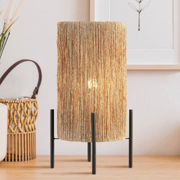 Kai 16.5" Coastal Minimalist Rattan LED Table Lamp - JONATHAN Y